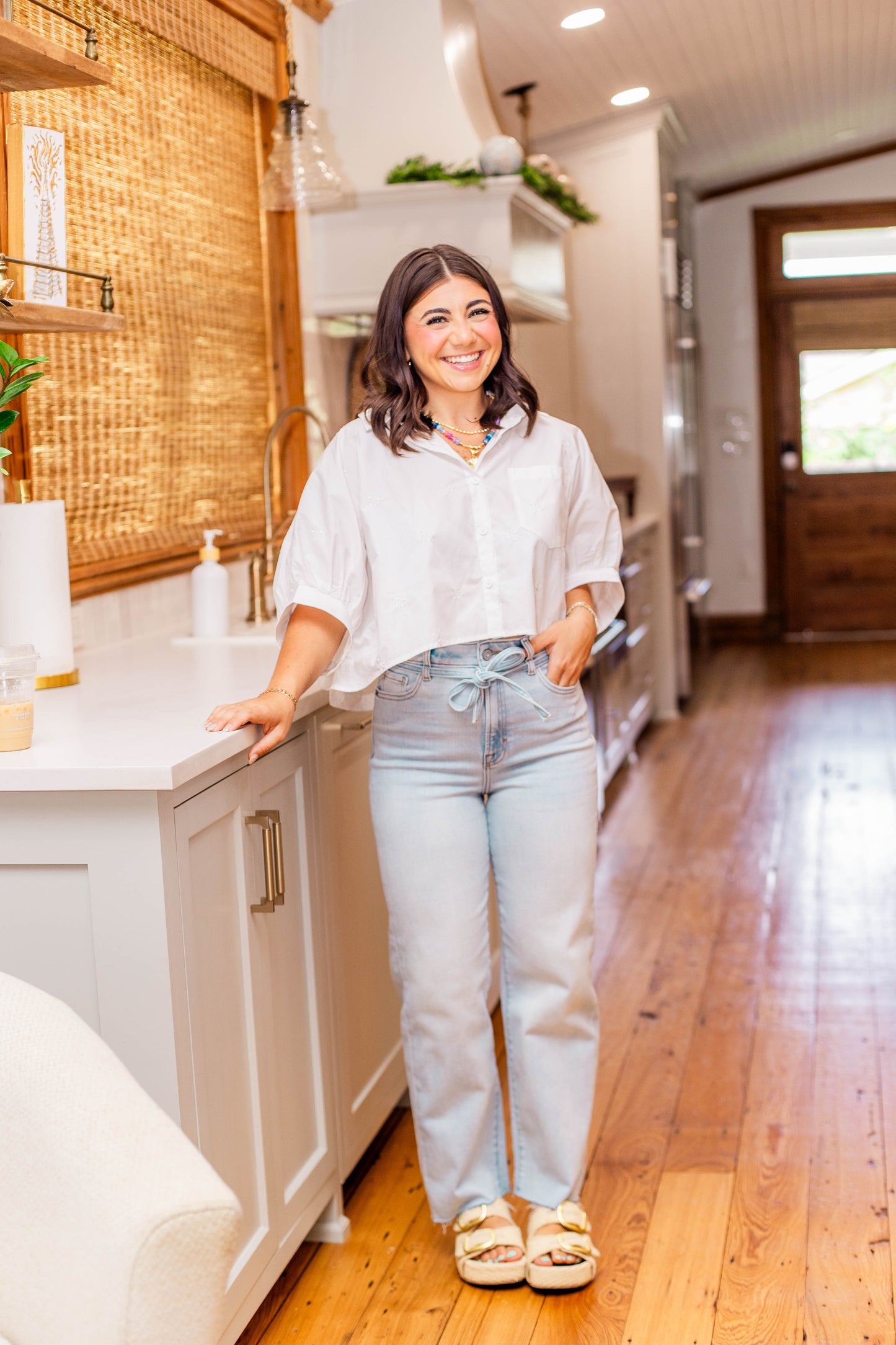 HIGH RISE WIDE STRAIGHT BELTED DENIM