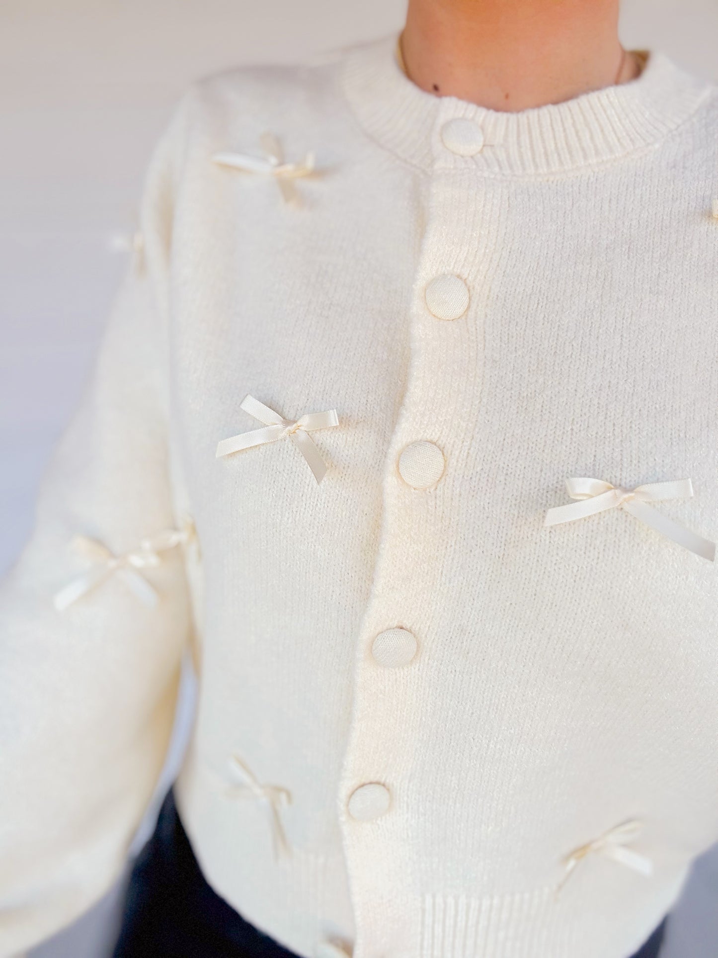 MINI BOW KNIT CARDIGAN