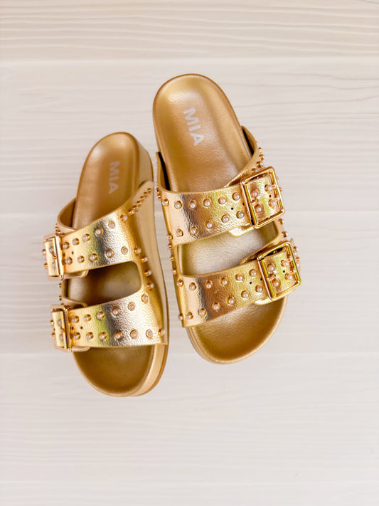 PEARL GOLD BUCKLE SLIDES