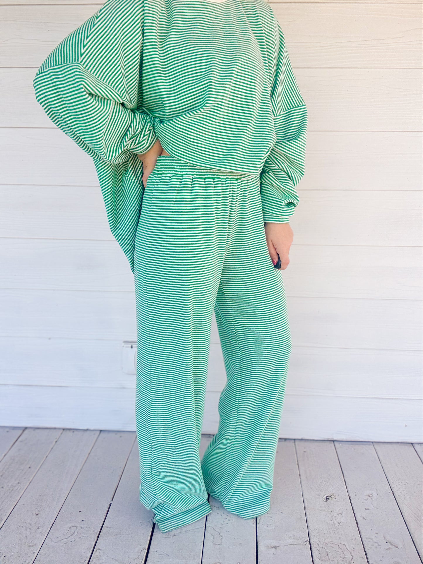 STRIPED FLEECE SLOUCHY DANI BOTTOMS