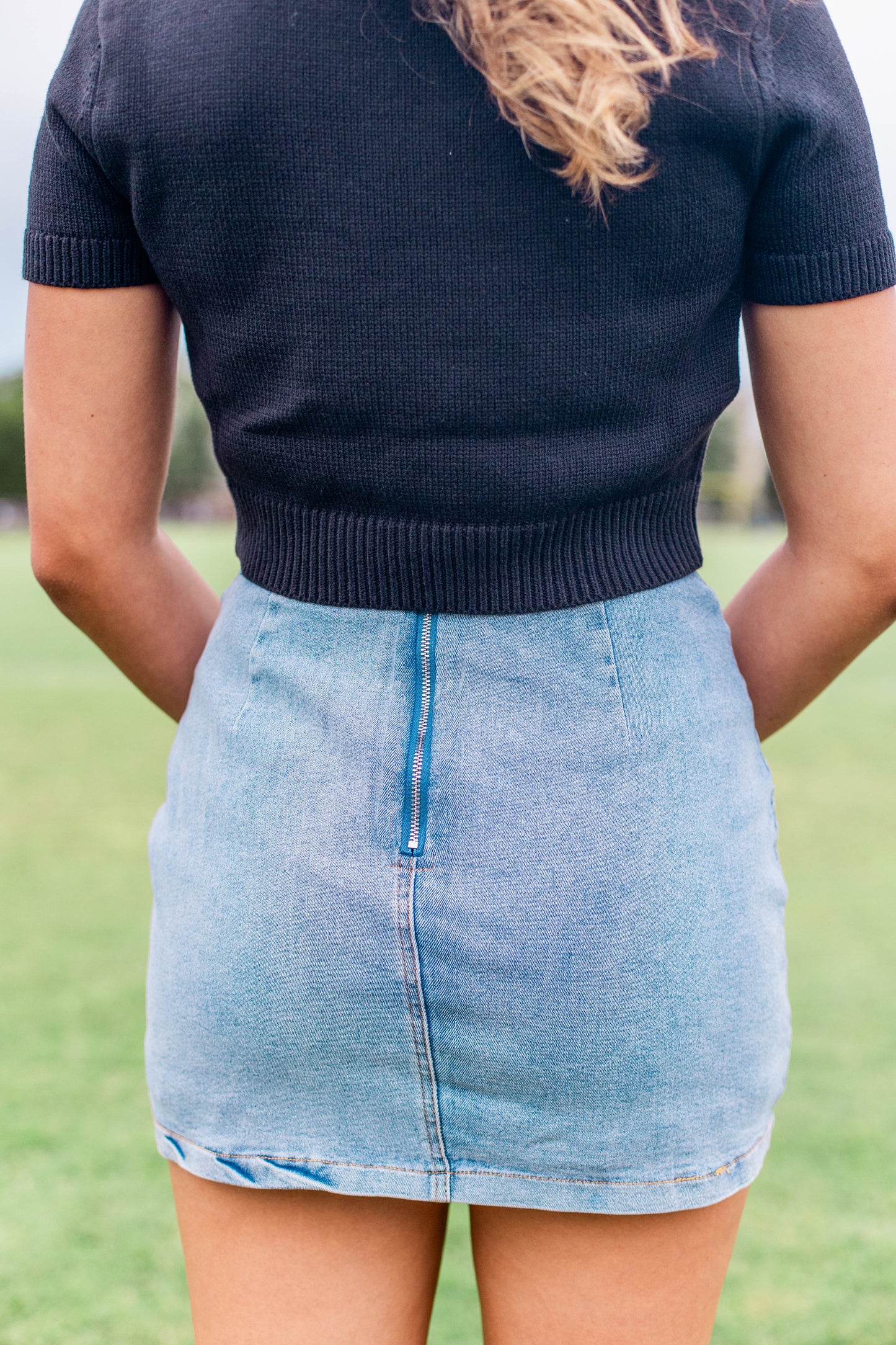 RIBBON DENIM SKORT