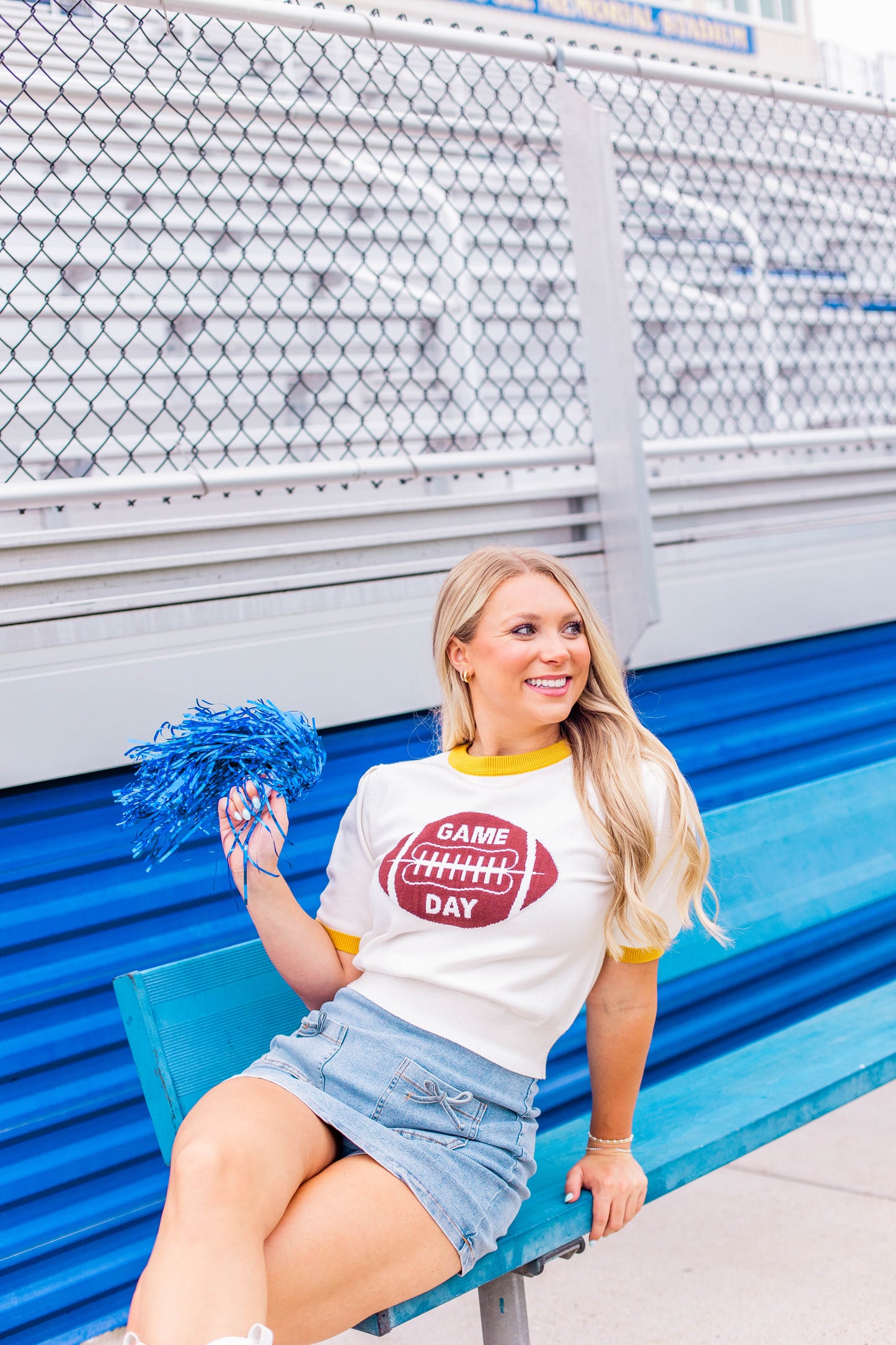 GAME DAY SHORT SLEEVE SWEATER TOP