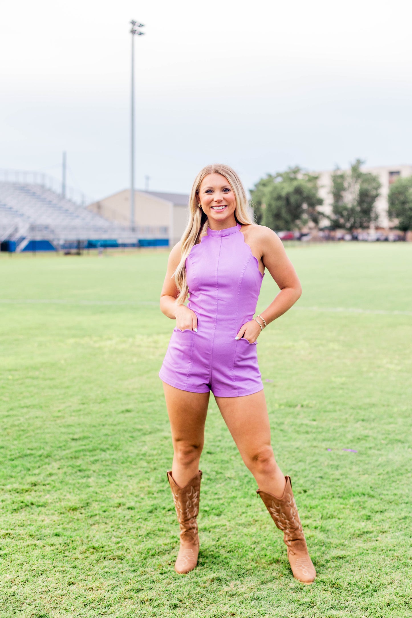 SCALLOP HALTER ROMPER