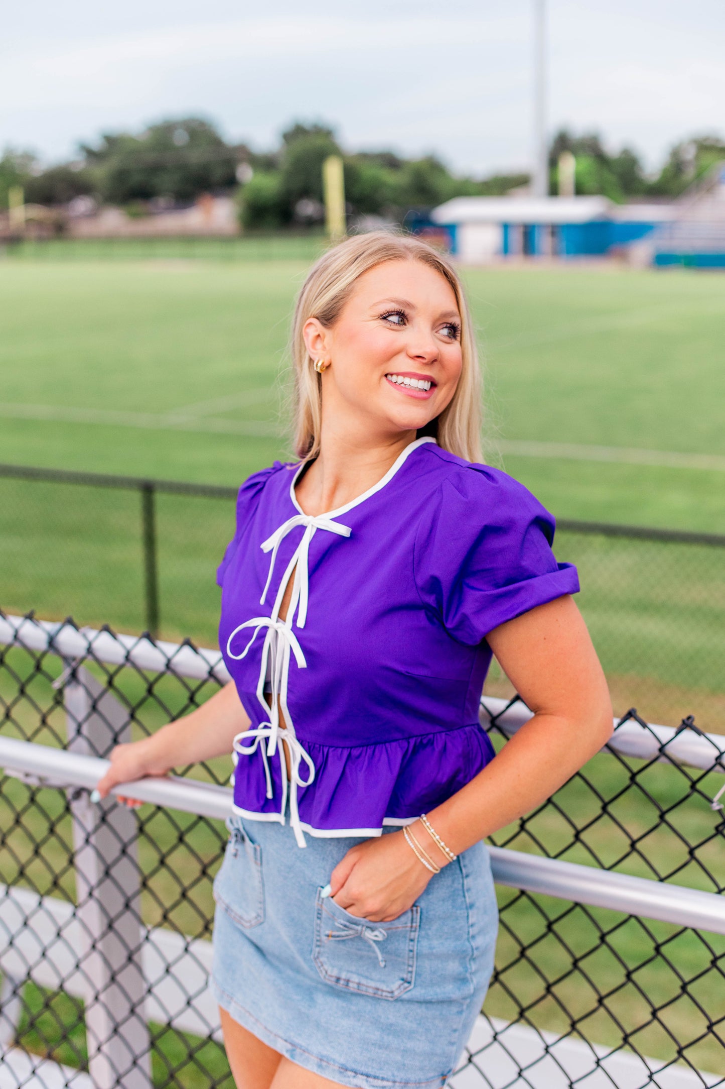 PUFF SLEEVE BOW DETAIL TOP