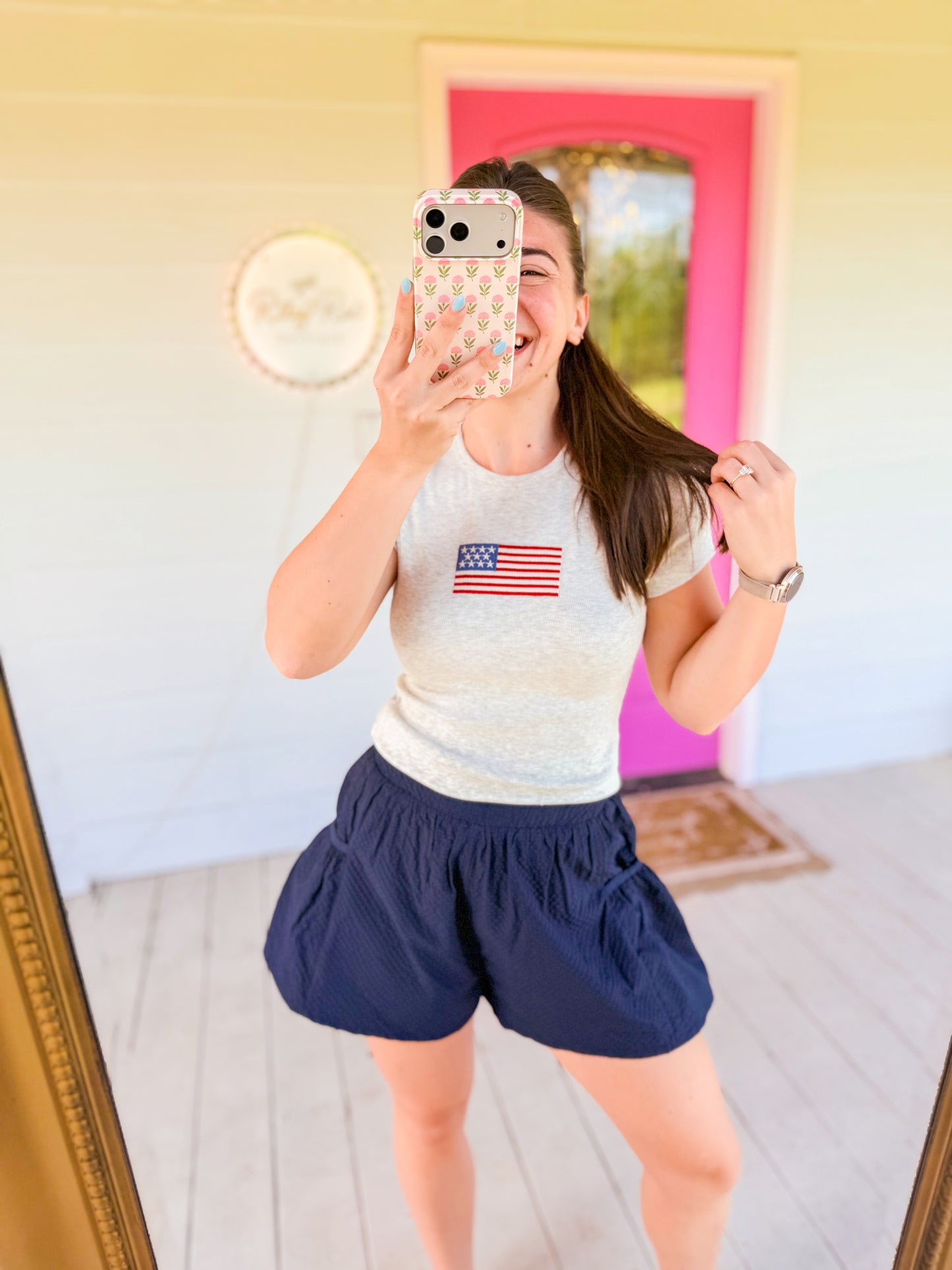 EMBROIDERED FLAG BABY TEE