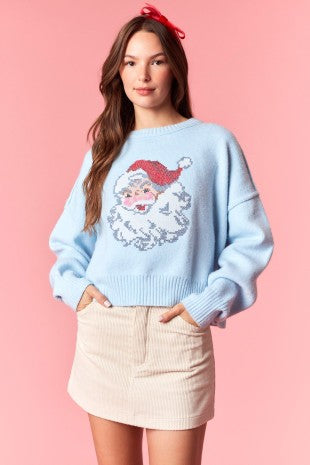 SANTA DETAILED SWEATER - BLUE