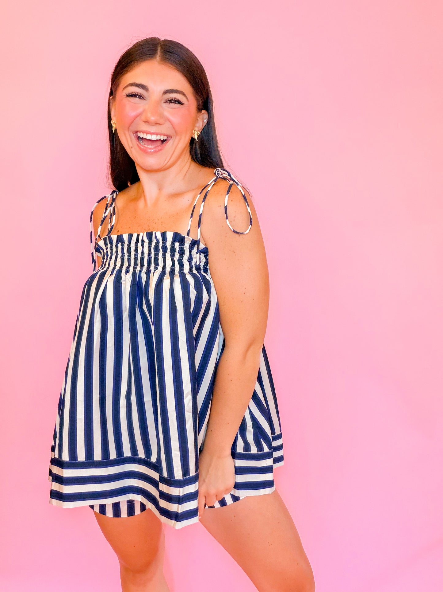 STRIPED SPAGHETTI TOP + HIGH WAISTED SHORTS SET