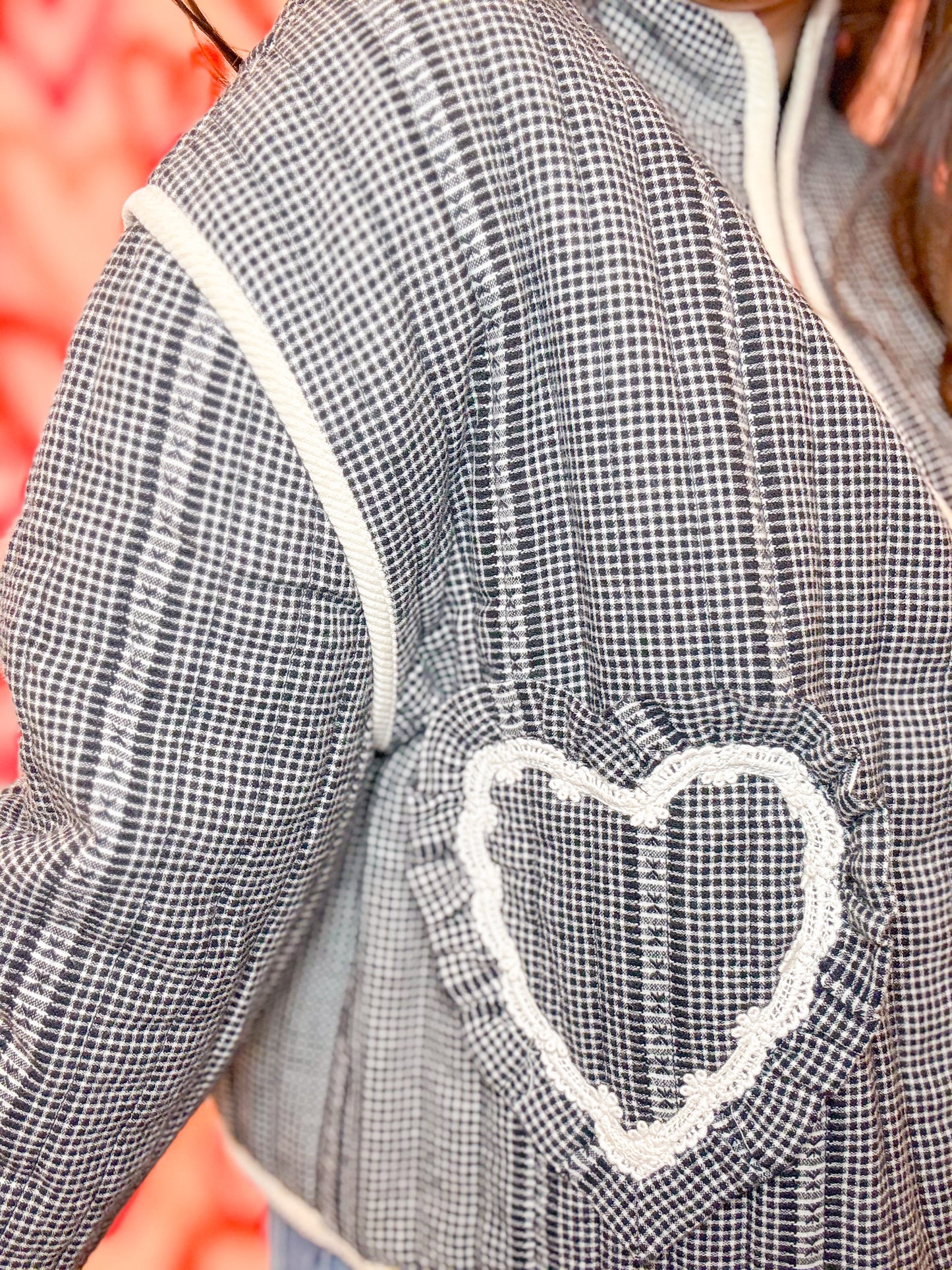 HEART POCKET QUILTED GINGHAM JACKET