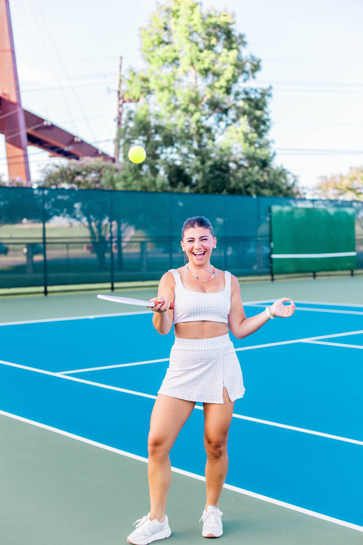 GINGHAM SIDE SLIT A-LINE SKORT