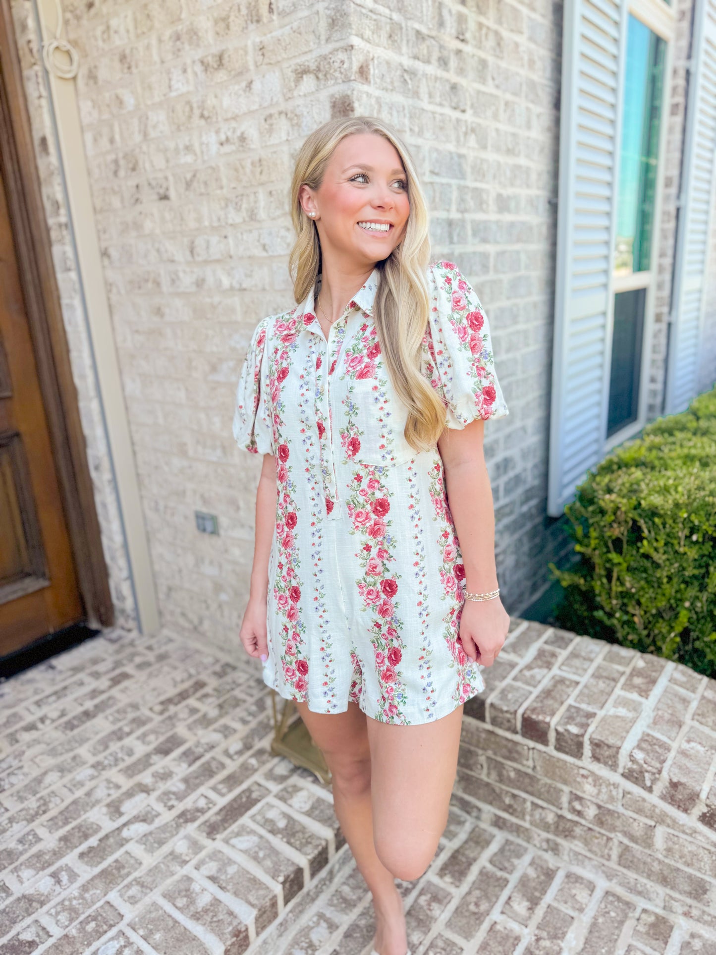 FLORAL BOXY BUTTON-DOWN ROMPER