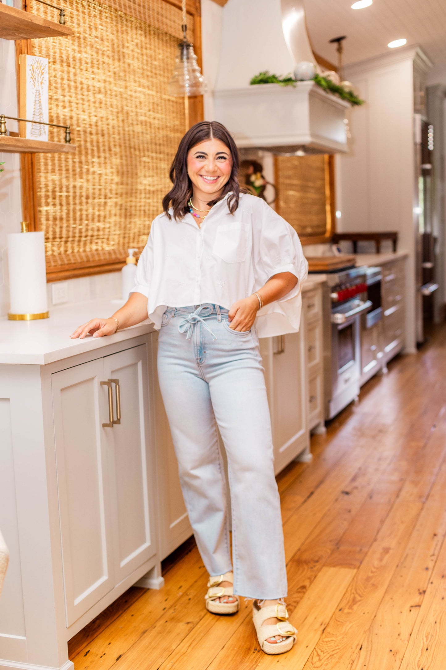 HIGH RISE WIDE STRAIGHT BELTED DENIM