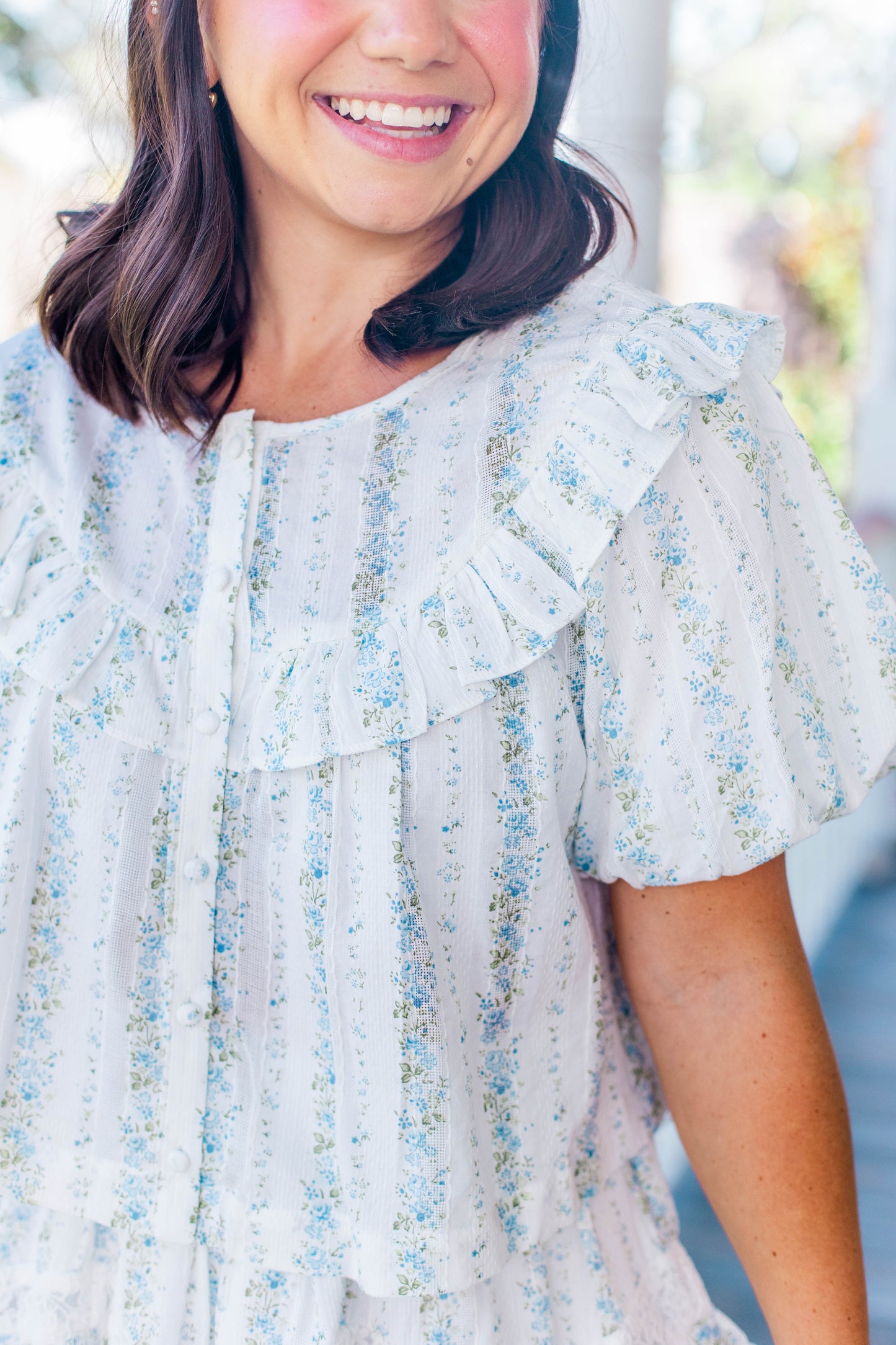 LACE TRIM RUFFLE TOP & SKIRT SET