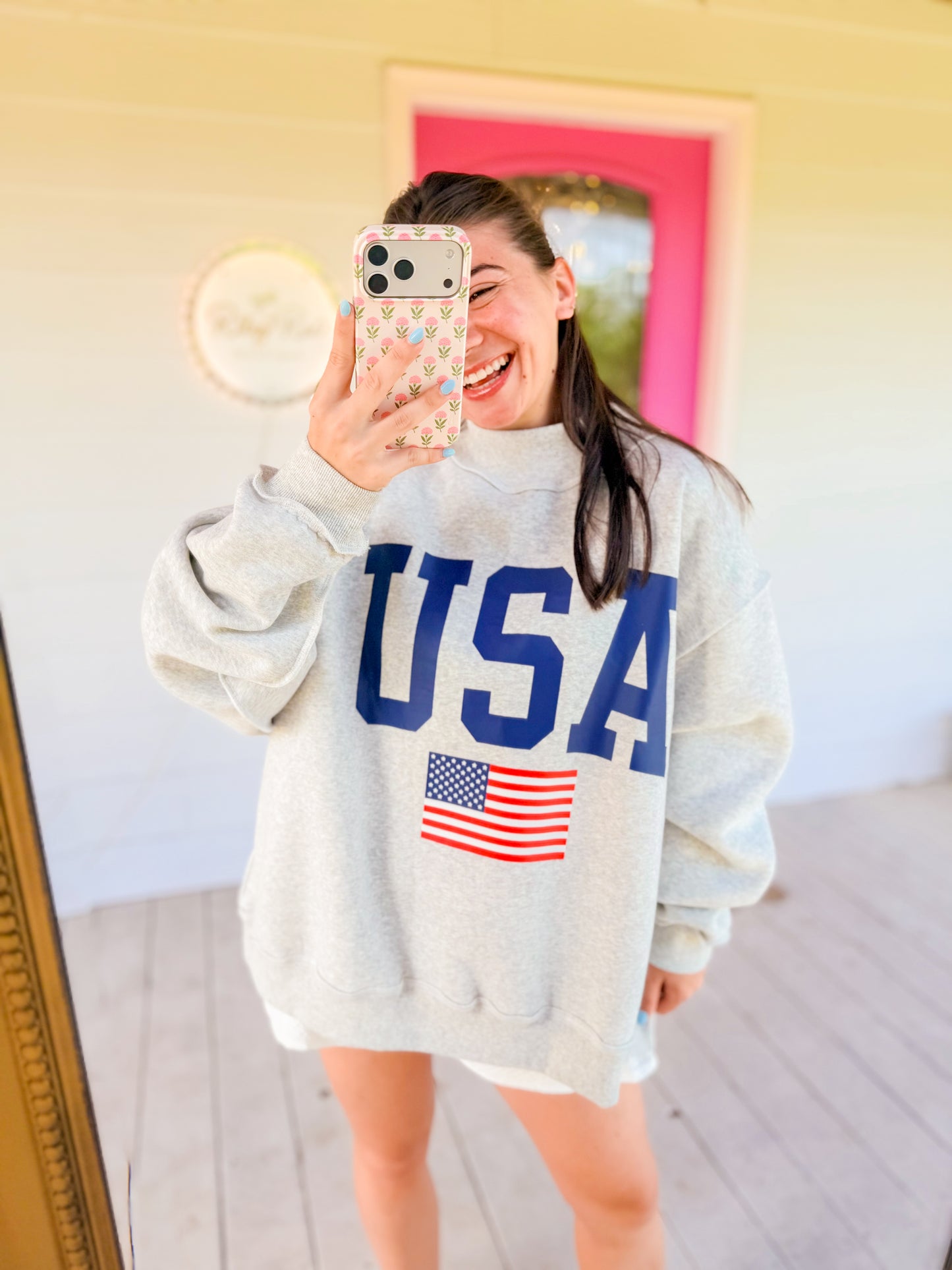 REVERSIBLE USA/AMERICA MOCKNECK OVERSIZED SWEATSHIRT
