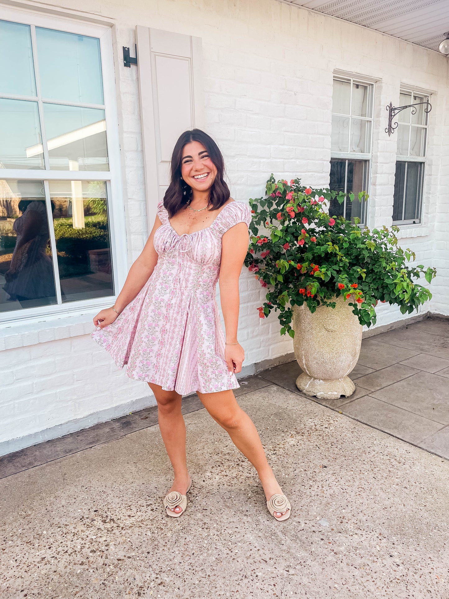 FLORAL FIT & FLARE MINI DRESS