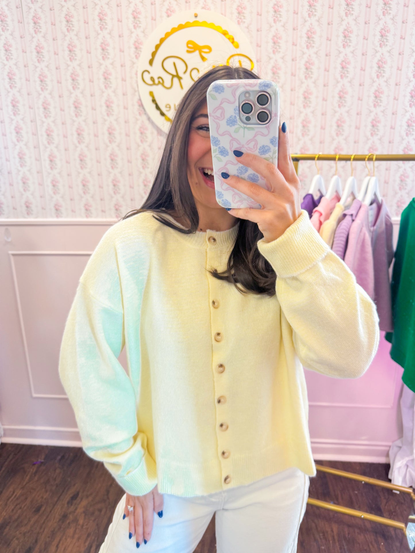 DAISY STRIPED BUTTON UP CARDIGAN