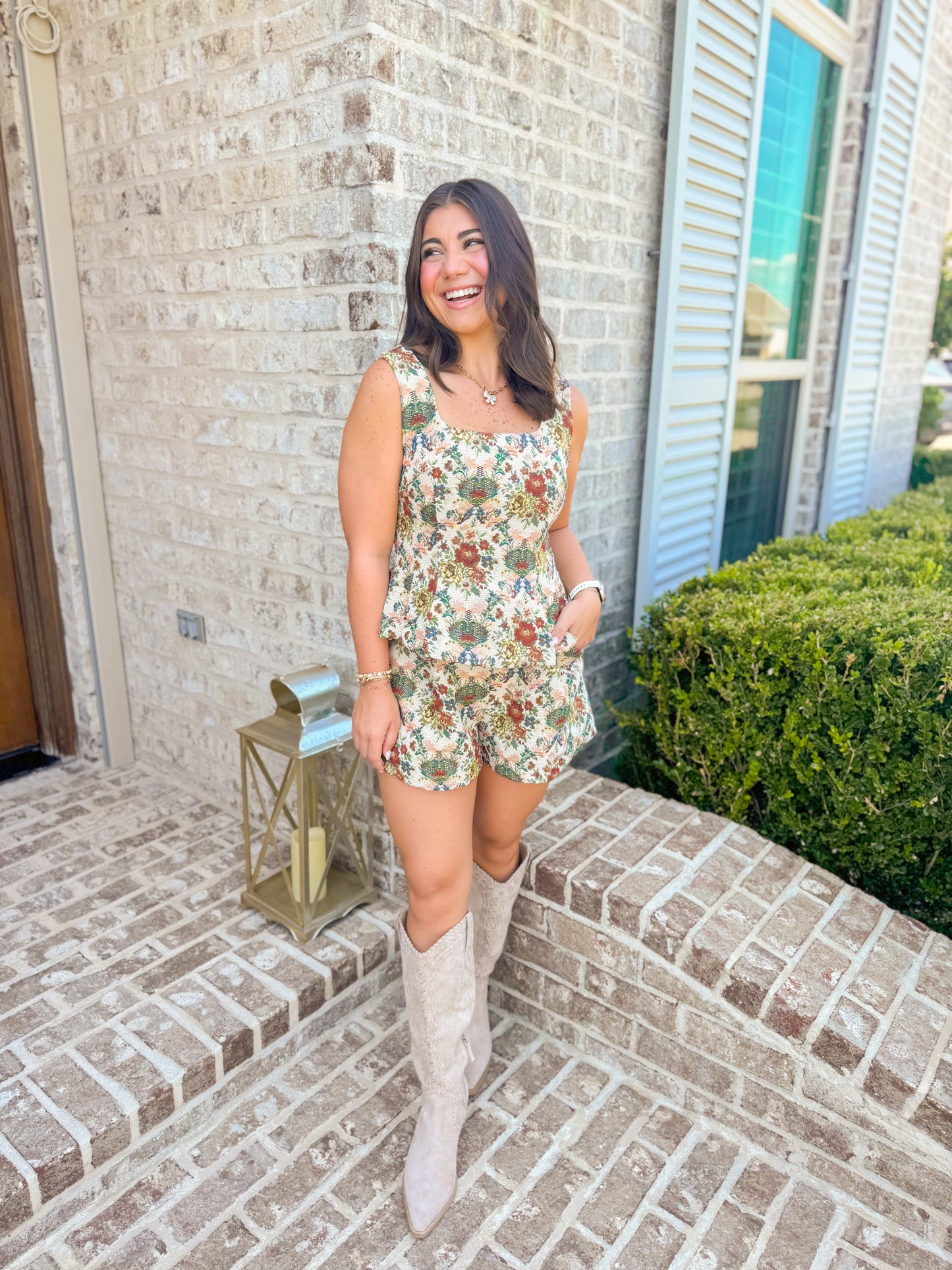 JACQUARD TOP AND SHORTS SET