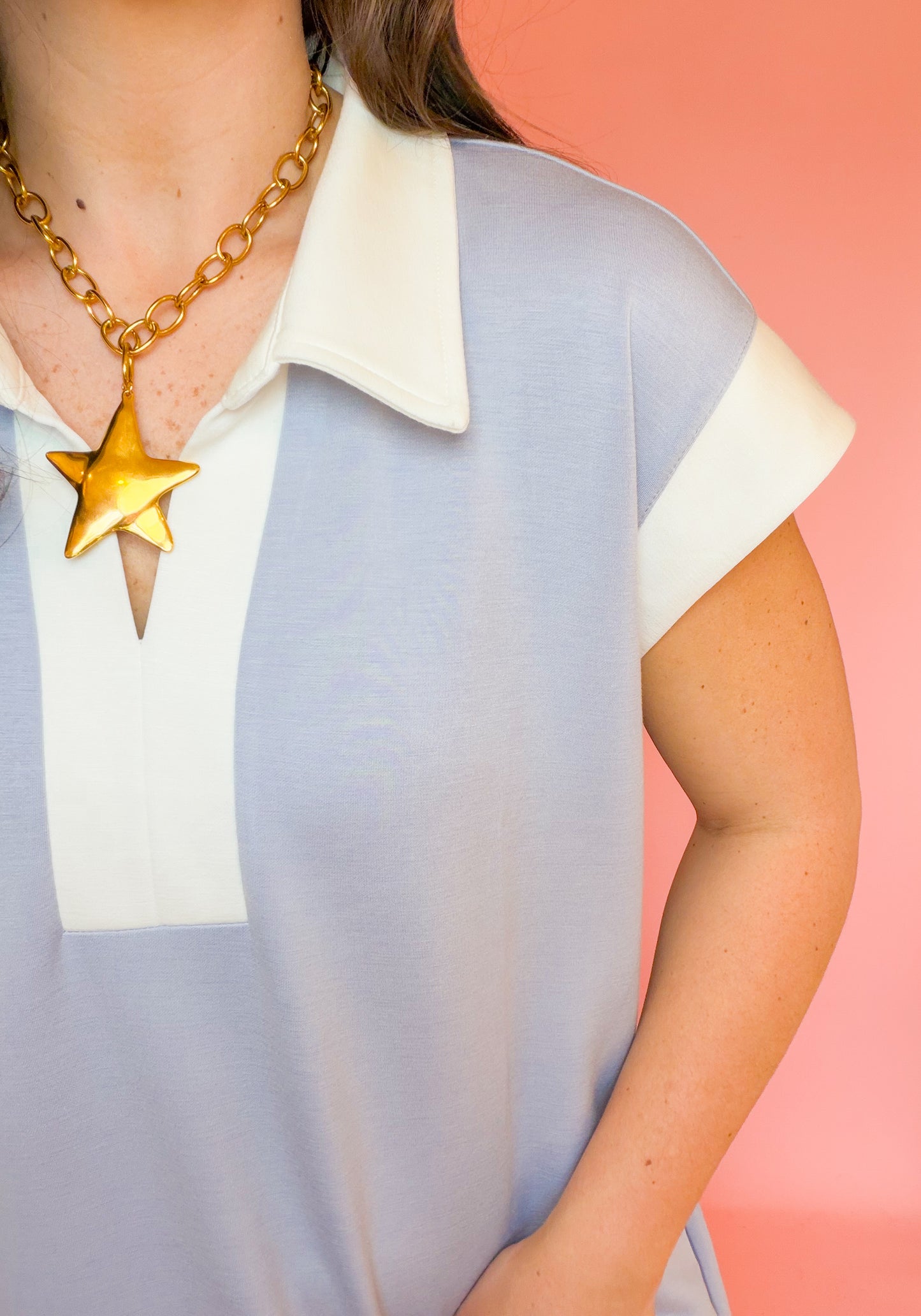 SCUBA COLLARED MIDI DRESS