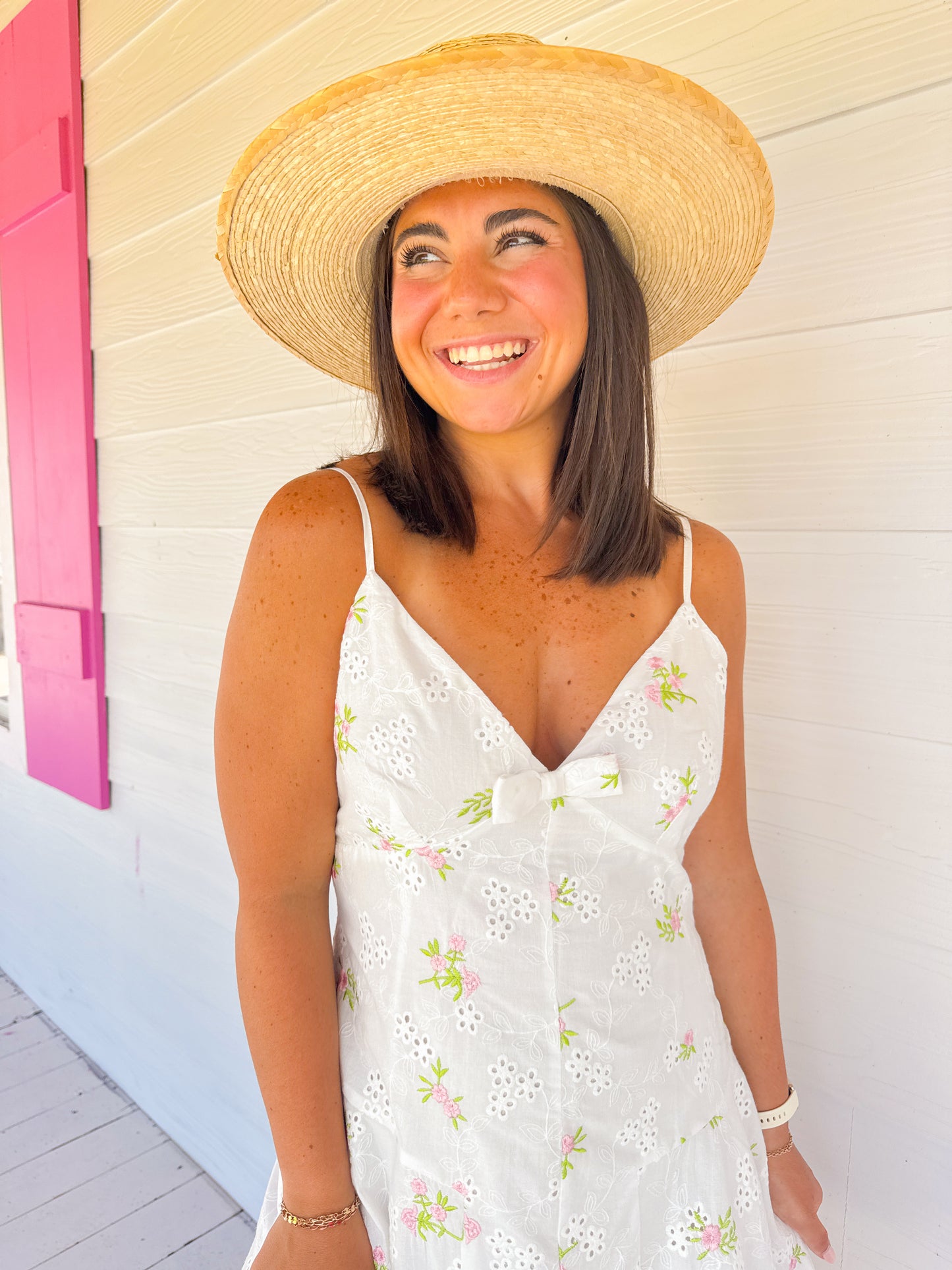 EYELET EMBROIDERED FLORAL DRESS
