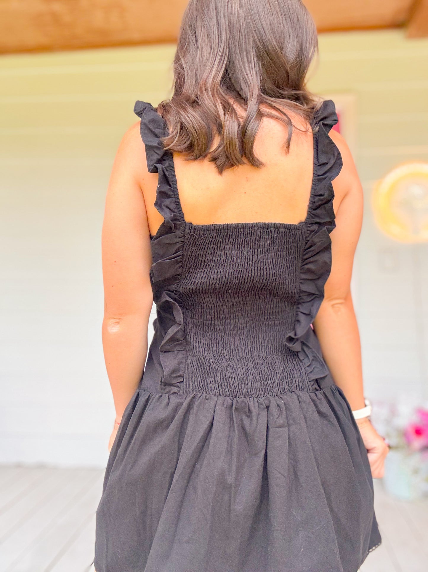 PLEATED RUFFLE DRESS