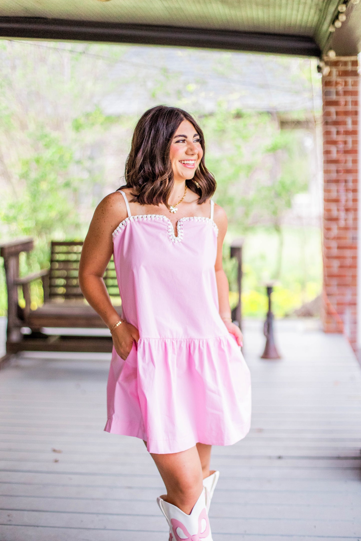 POPLIN DROP WAIST MINI DRESS