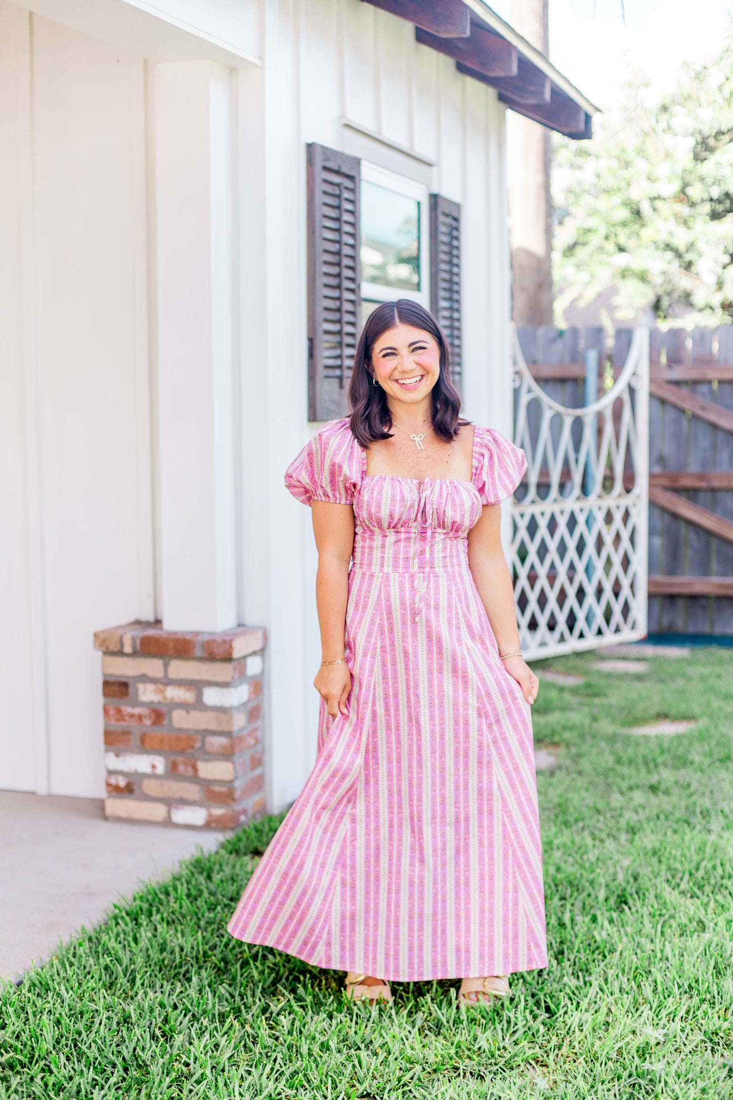 PRINTED PUFF SLEEVE MIDI DRESS