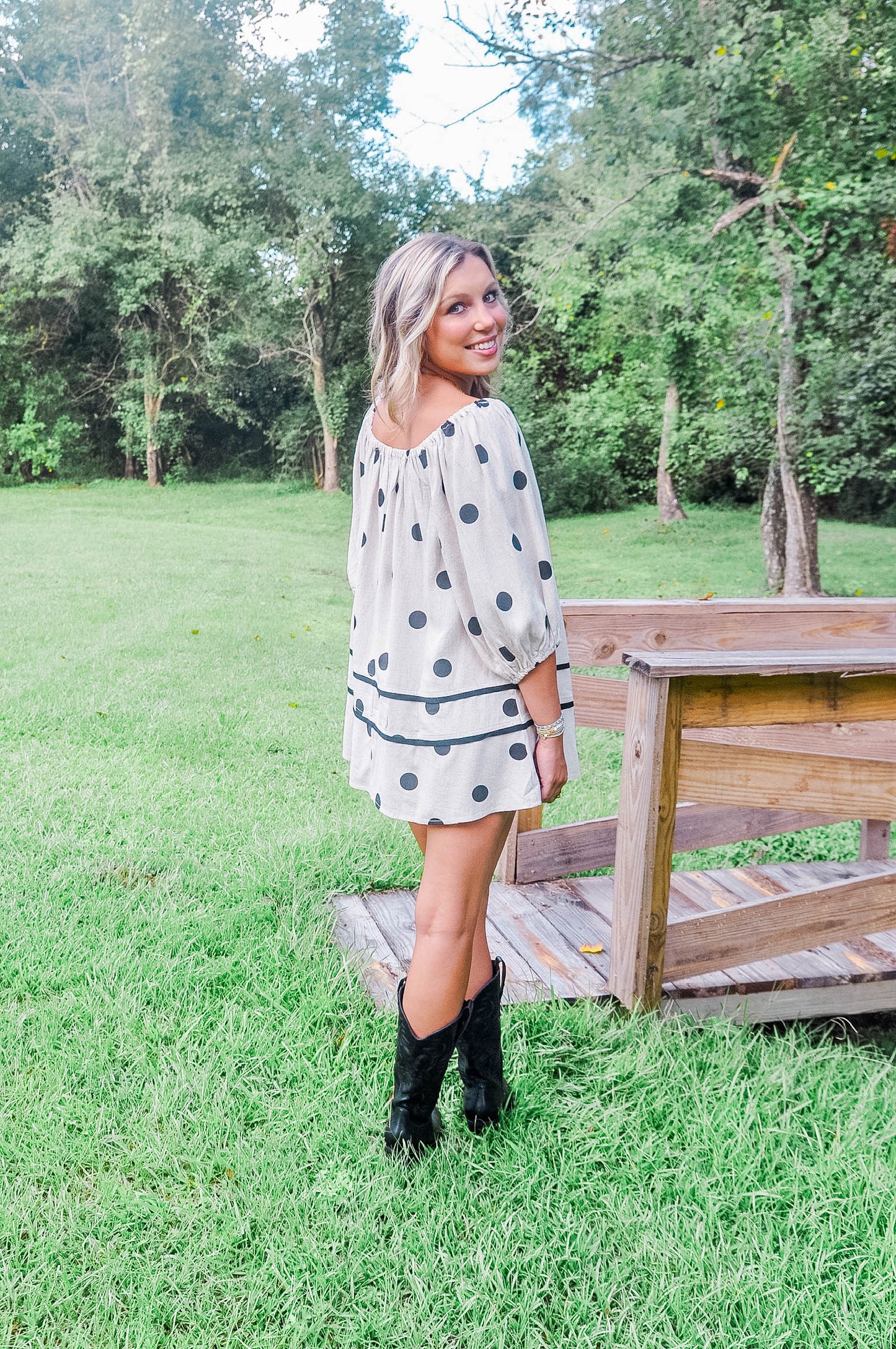 POLKA DOT SHIFT MINI DRESS