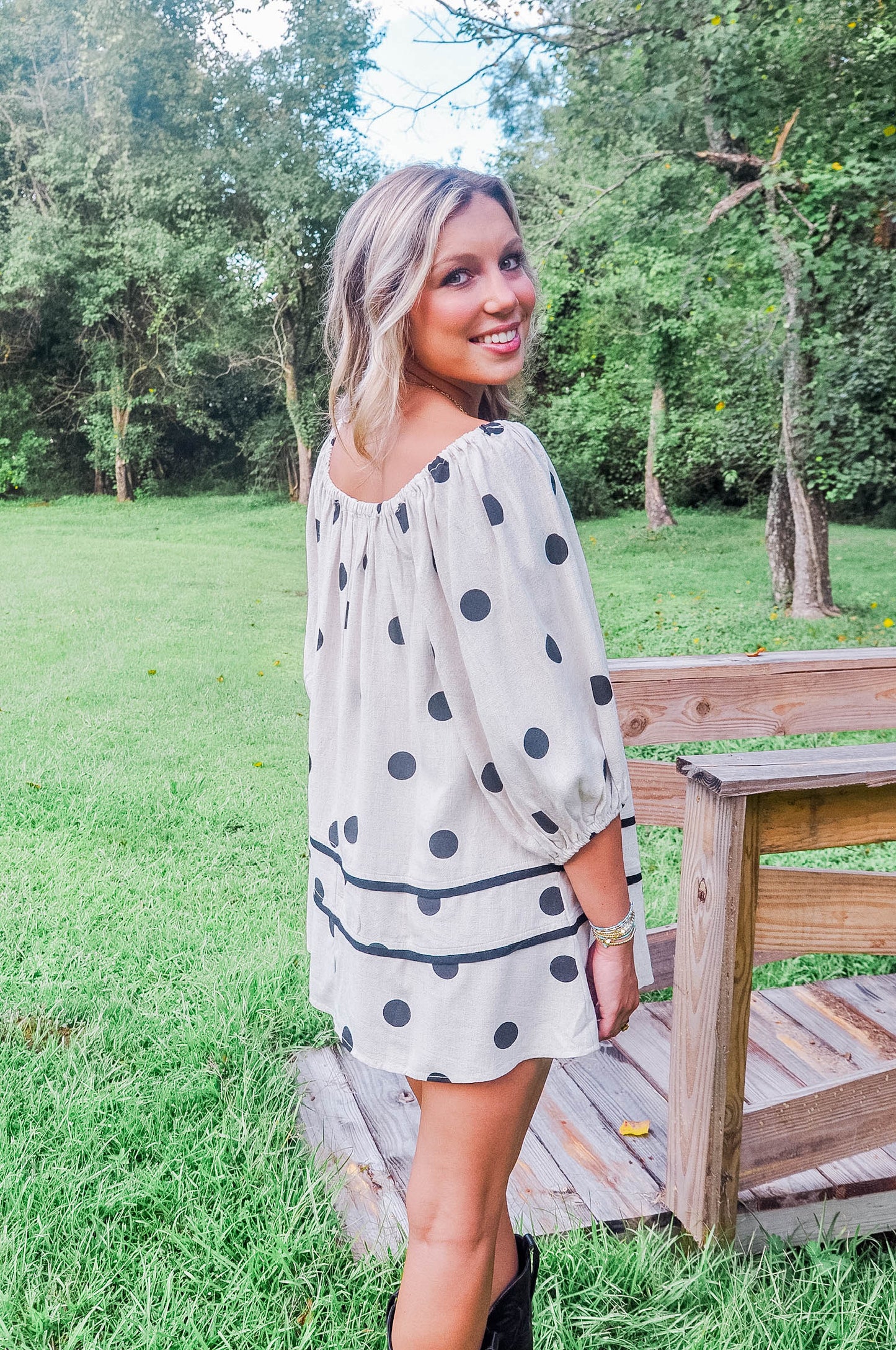 POLKA DOT SHIFT MINI DRESS
