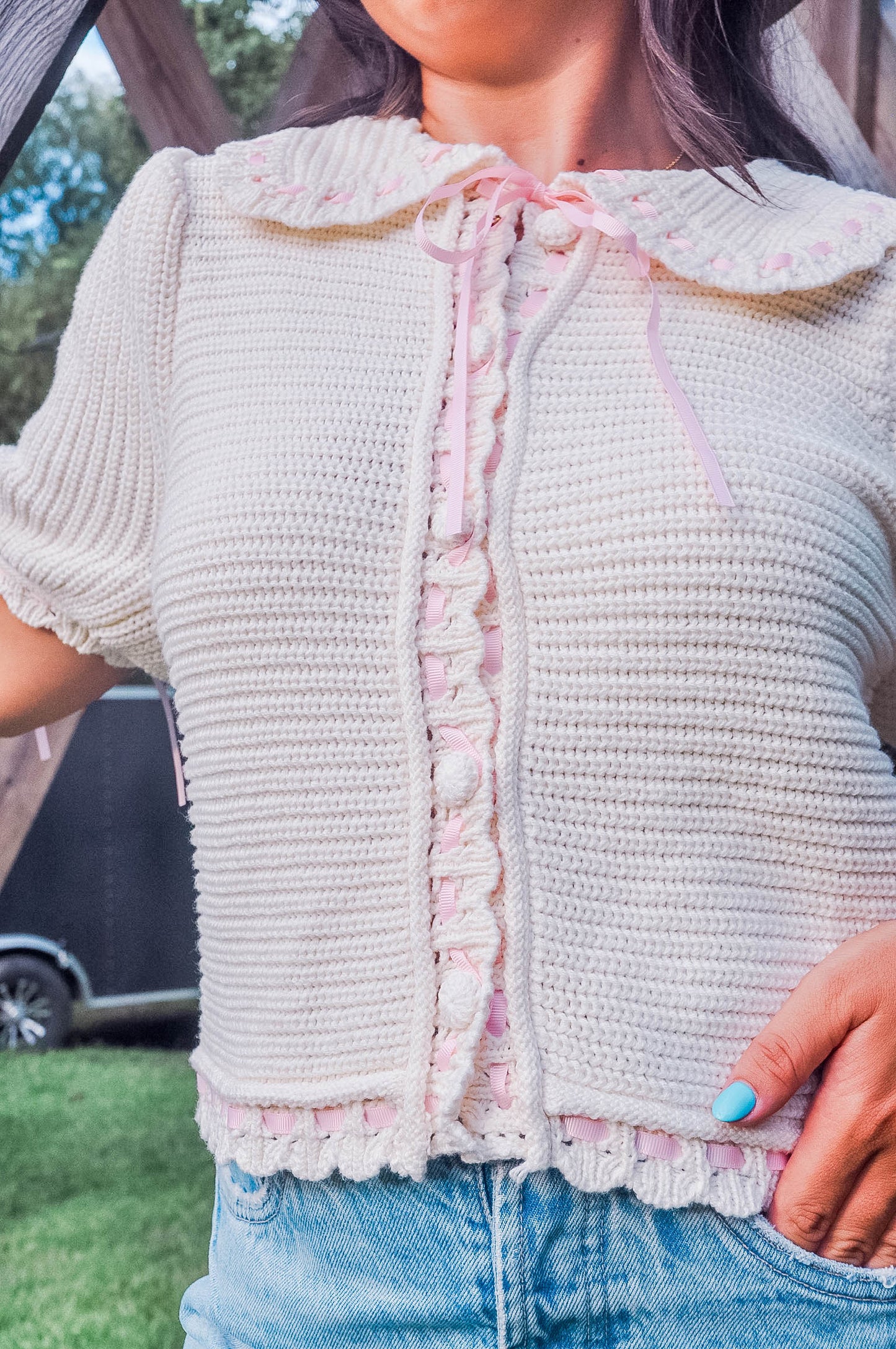 CROCHET SCALLOP EDGE BLOUSE