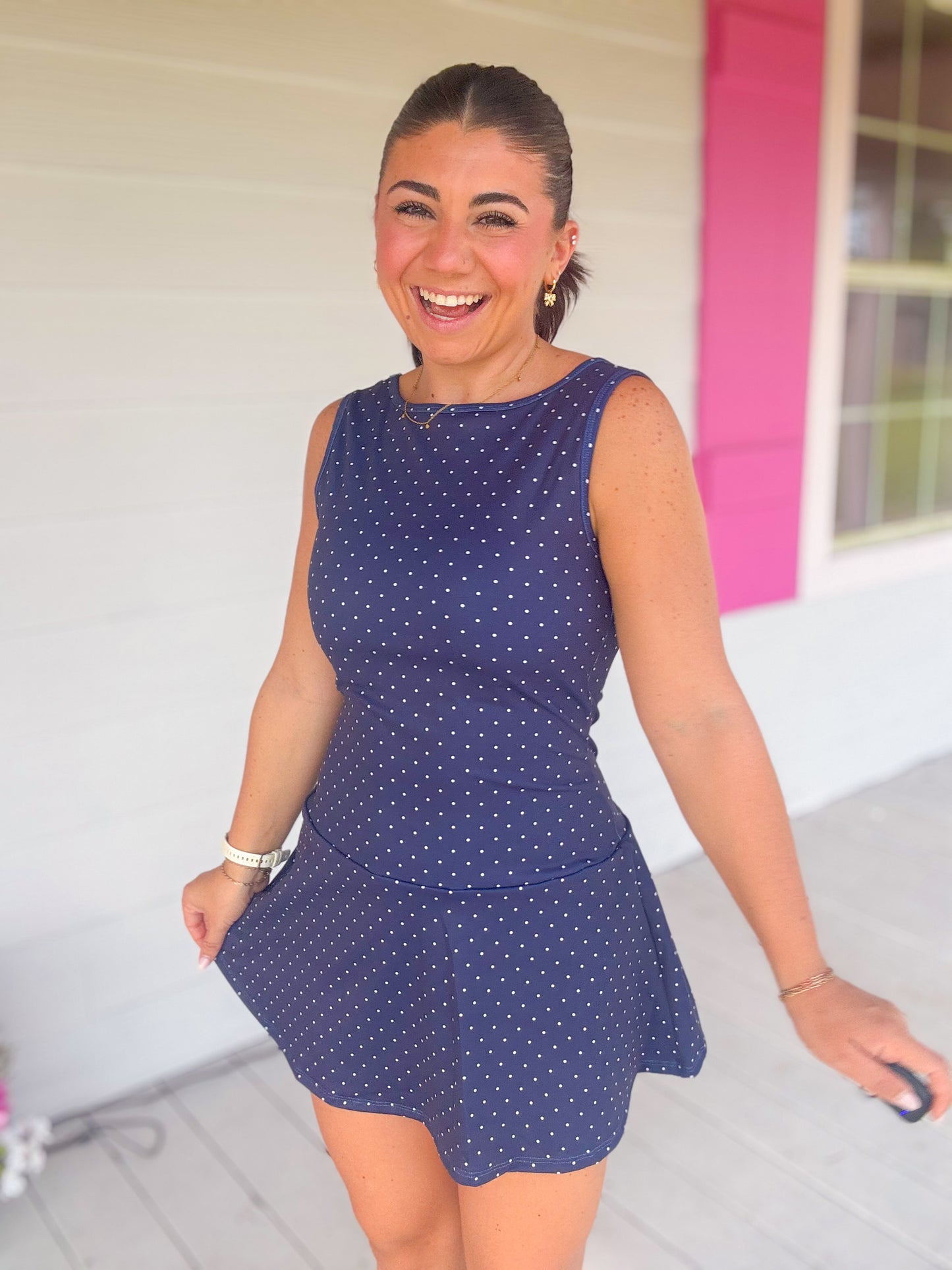 POLKA DOT A-LINE MINI DRESS