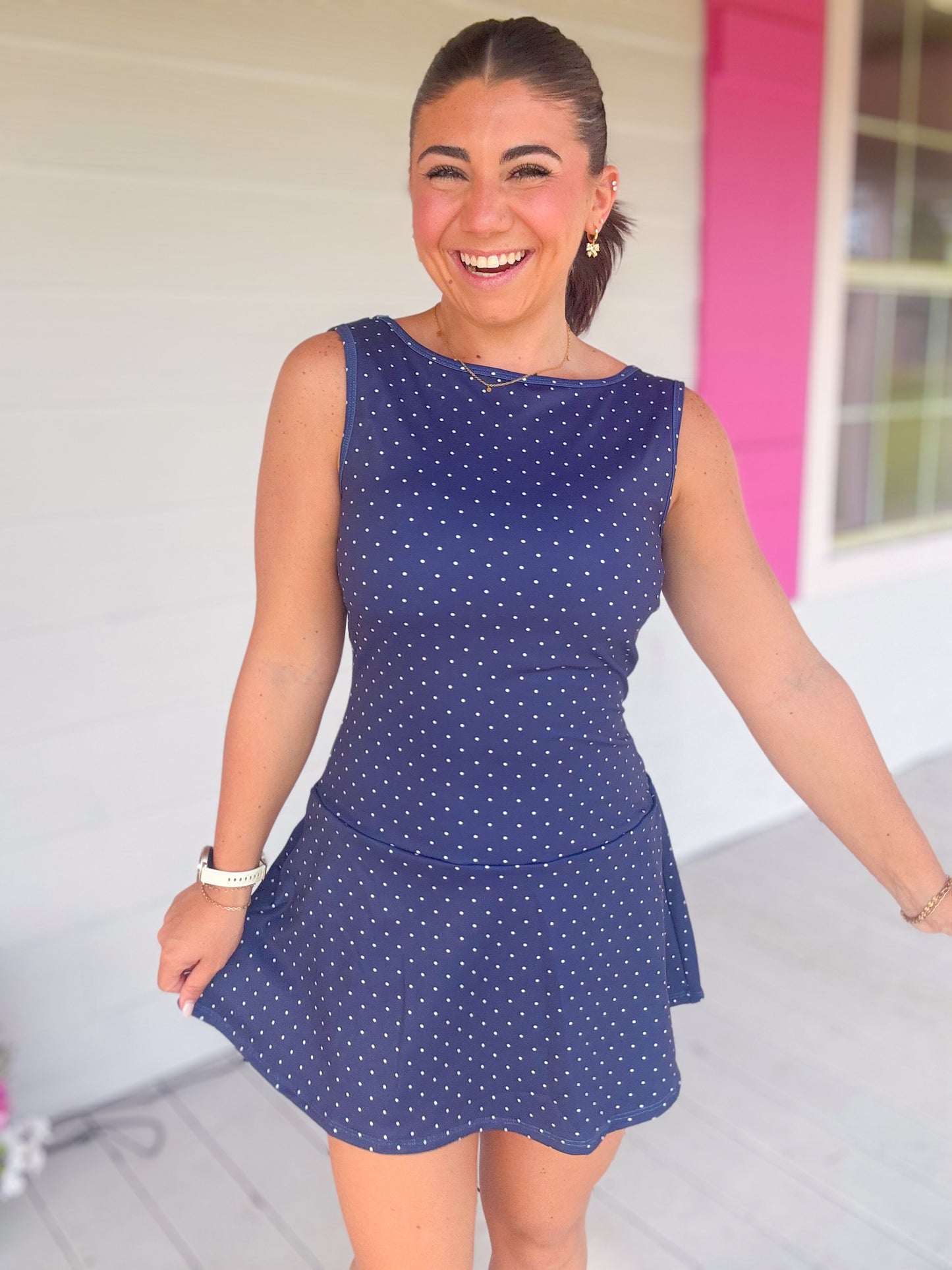 POLKA DOT A-LINE MINI DRESS