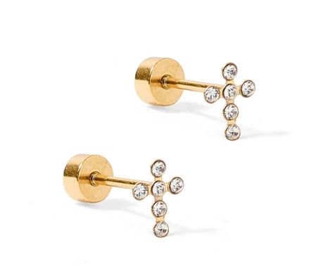 SCREWBACK STUD EARRINGS - CLARA CROSS
