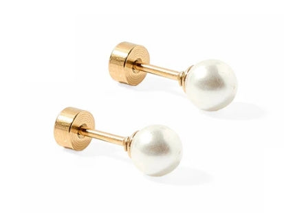 SCREWBACK STUD EARRINGS - PAYTON PEARL WHITE 5mm