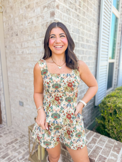 JACQUARD TOP AND SHORTS SET