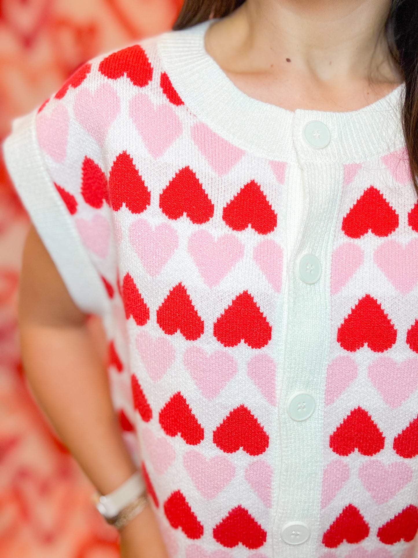 HEART BUTTON DOWN SWEATER VEST
