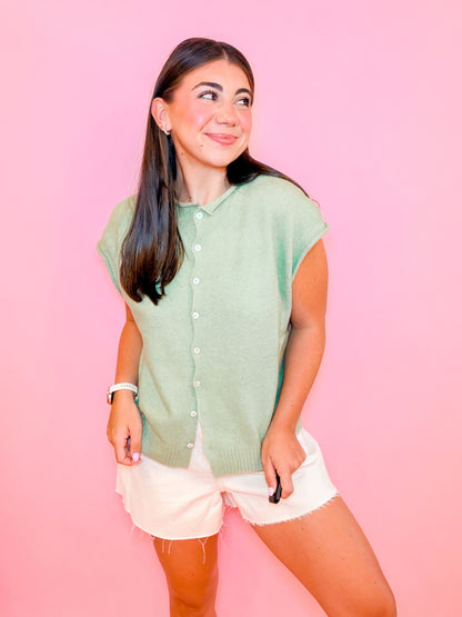 SWEATER VEST CARDIGAN - MATCHA