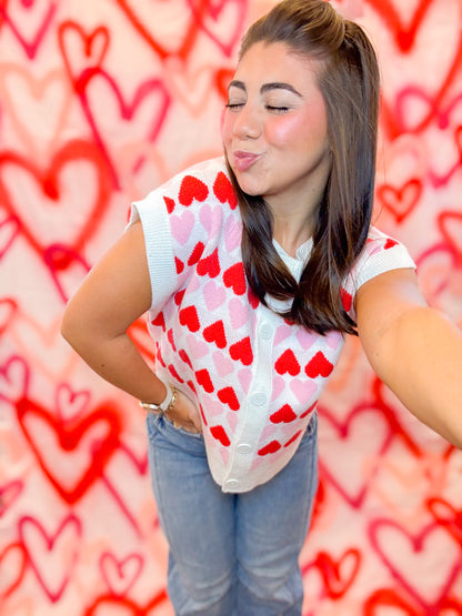 HEART BUTTON DOWN SWEATER VEST