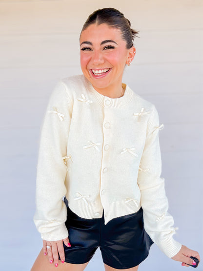 MINI BOW KNIT CARDIGAN