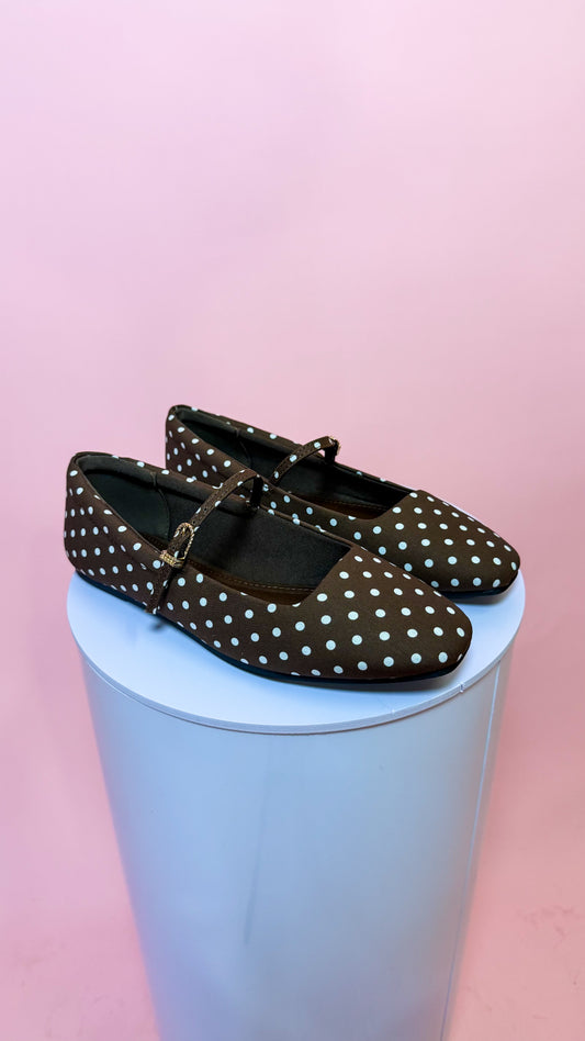 MARY JANE BALLET FLATS - BROWN DOT