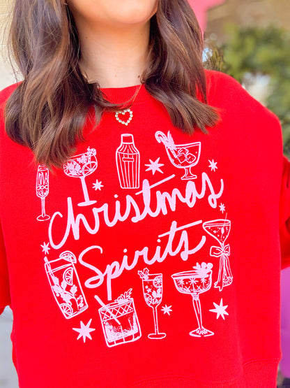 CHRISTMAS SPIRITS CROP SWEATSHIRT
