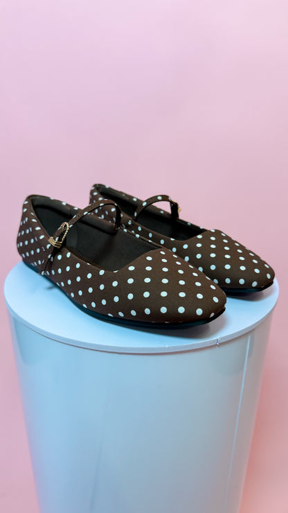 MARY JANE BALLET FLATS - BROWN DOT