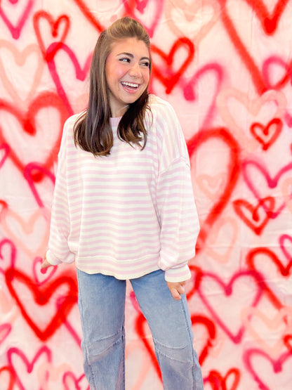 STRIPED DROP SHOULDER SWEATER