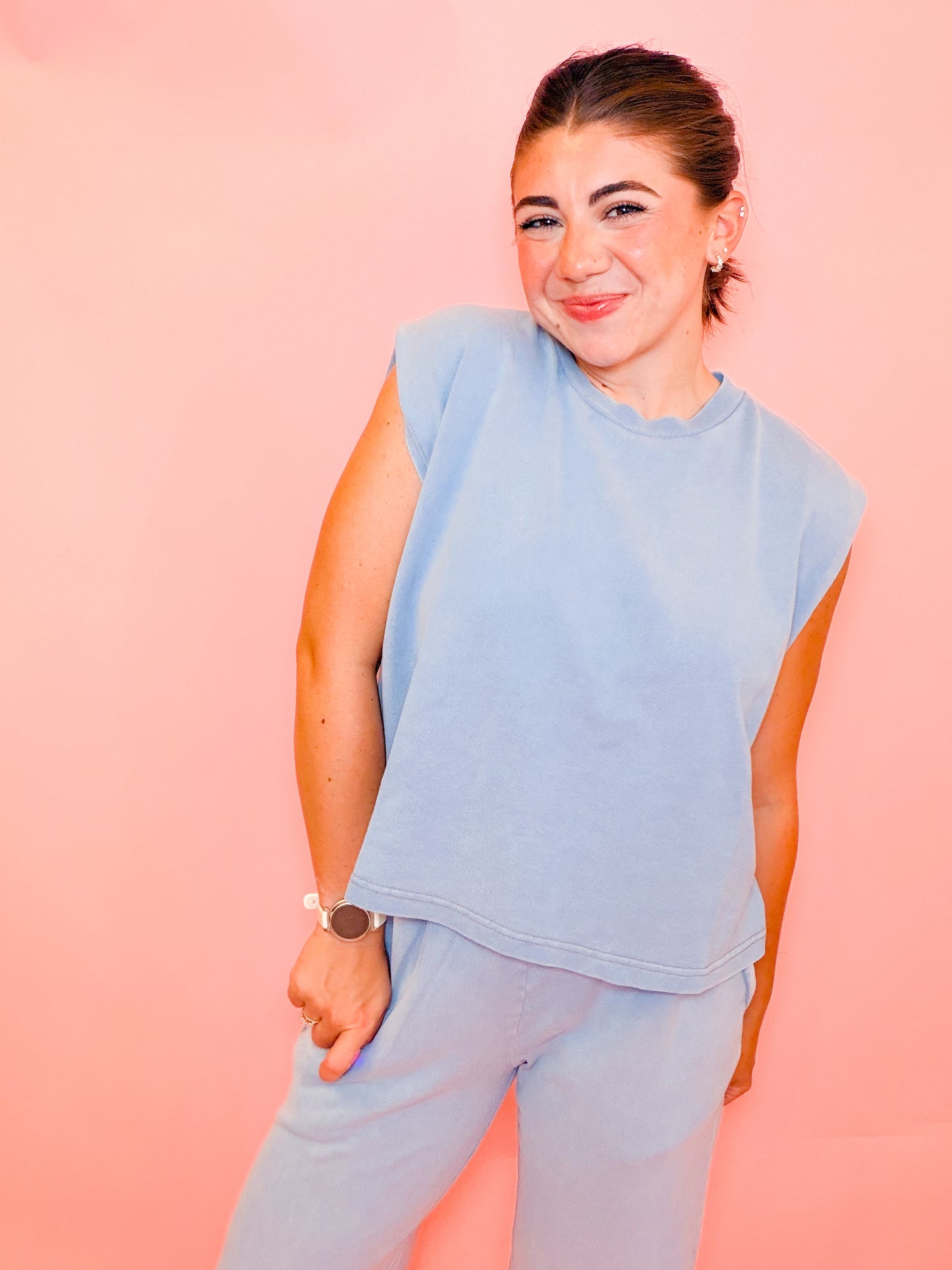 KNIT DENIM TANK