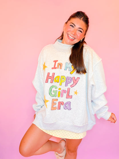 IN MY HAPPY GIRL ERA REVERSIBLE MOCK NECK SWEATSHIRT