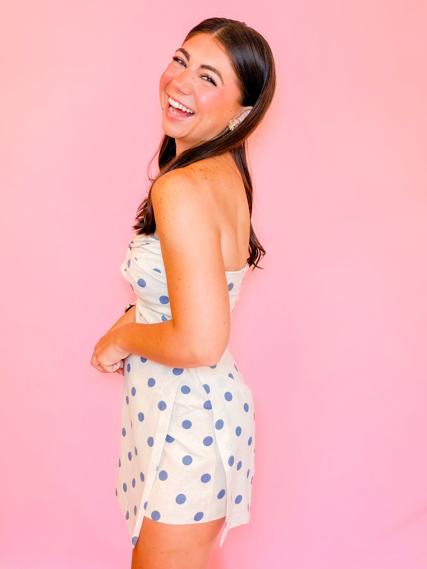 POLKA DOT LINEN ROMPER