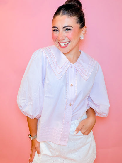 TRIPLE COLLARED SCALLOP BLOUSE