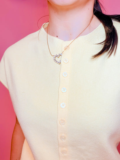 CAP SLEEVE LIGHTWEIGHT SWEATER - LEMON