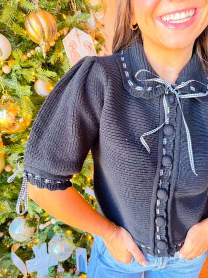 CROCHET SCALLOP EDGE KNIT TOP