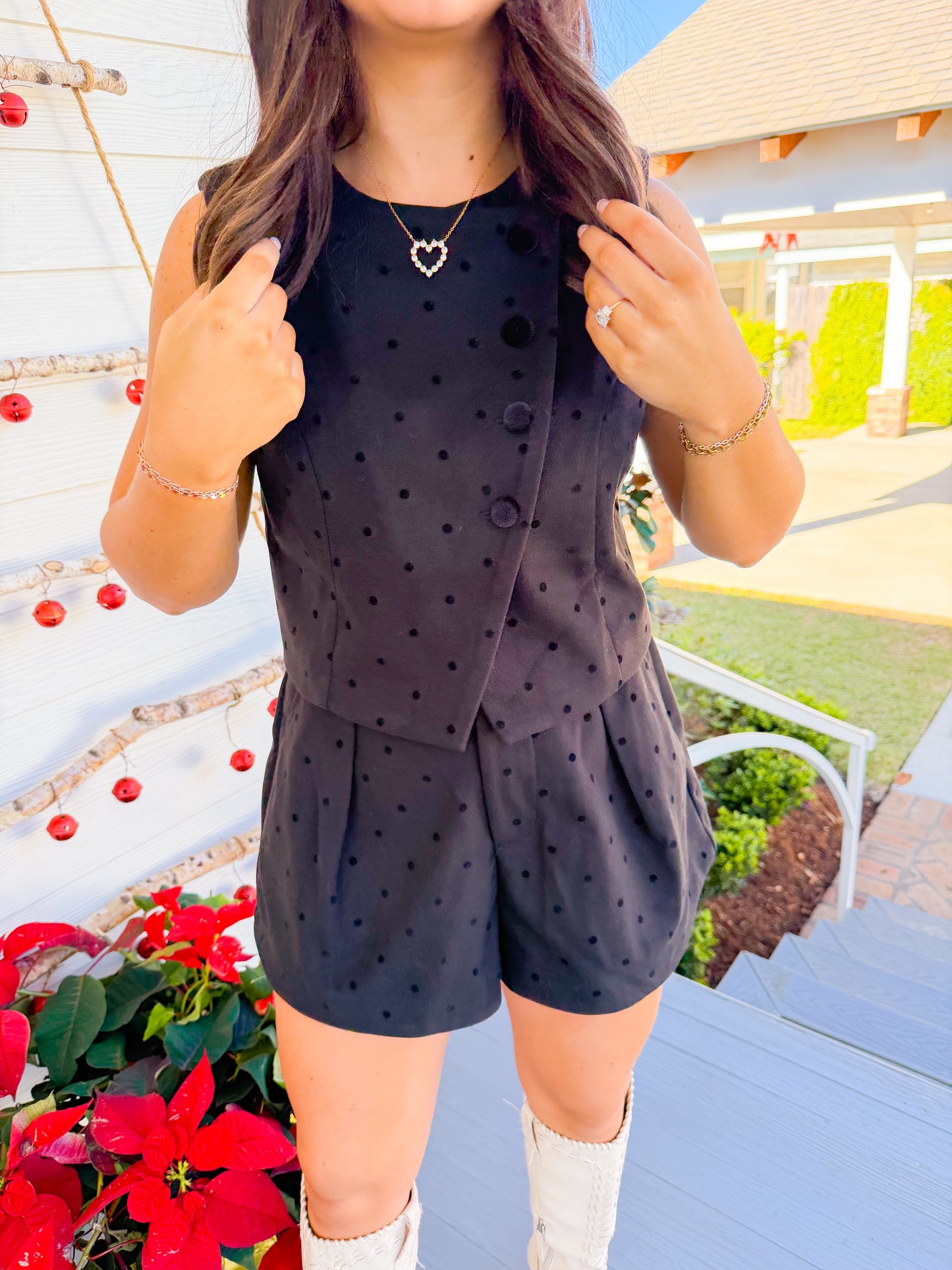 POLKA DOT VEST TOP & SHORTS SET