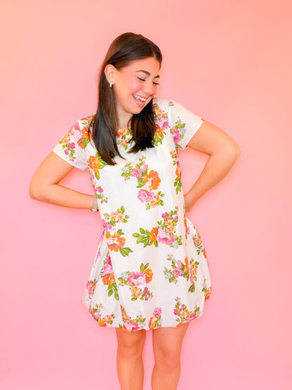 FLORAL BUBBLE SHORT SLV DRESS