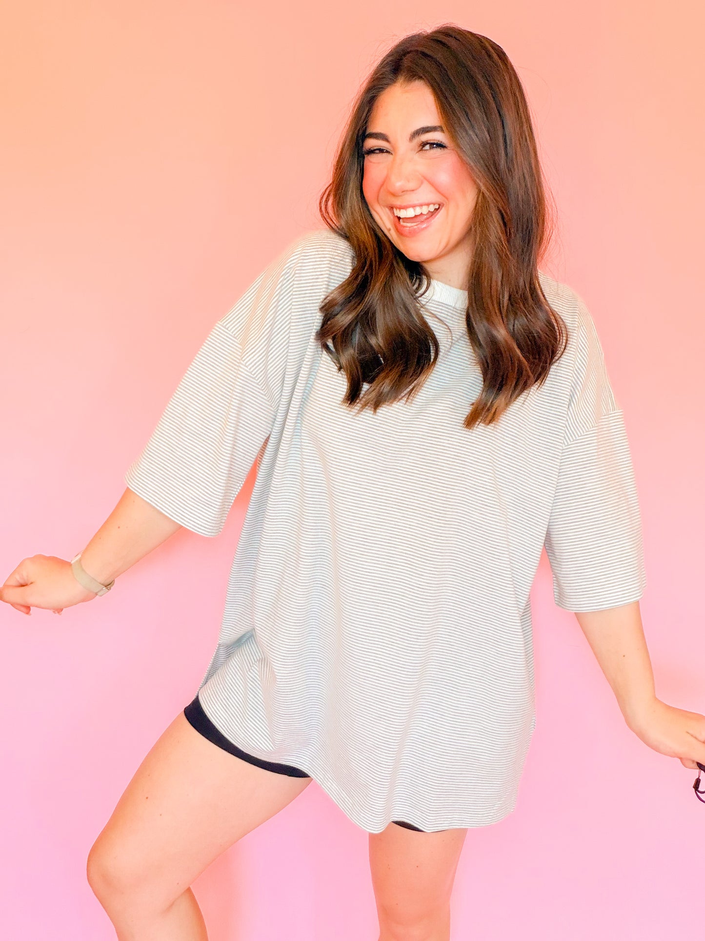 OVERSIZED STRIPED KNIT TEE